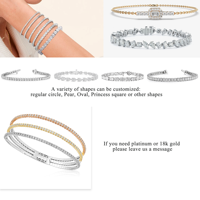 Bracelet tennis en diamant de laboratoire OEM ODM, or massif 10K 14K, 3mm VS1, taille brillant, certifié, vente en gros d'usine, logo personnalisé, cadeau