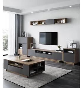 CBMmart Design Personalizado Grão De Madeira De Melamina Com Preto Contraplacado Mesa De Café TV Stands Sala De Estar Armários