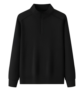Pull en molleton à demi-zip avec logo en relief pour collections de vente au détail contemporaines - Product Image 1