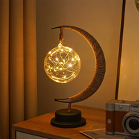 Lampe de nuit lunaire alimentée par USB/batterie Lampe de chevet lunaire Lampe boule de souhaits Ramadan Décoration pour chambre à coucher Mubarak Cadeau