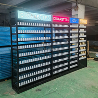 Maßgefertigtes Wandmontiertes Metall-Zigarettendisplay mit LED-Leuchtkasten