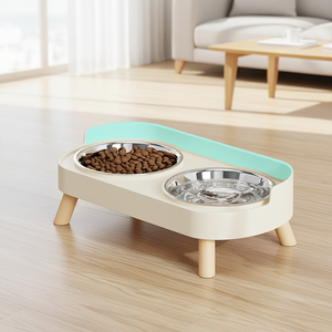 Tigela Automática de Aço Inoxidável para Gatos e Animais de Estimação com Duas Tigelas Proteção para o Pescoço Bebedouro e Comedouro Integrados - Product Image 1