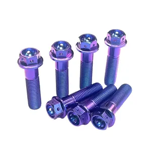 Fastener Ti Screw GR5 Titanium Flange Bolts For Motorcycle Colorful Bolts By PYTITANS