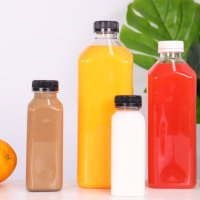 Bouteille PET transparente de qualité alimentaire de 250ml avec couvercle en ruban adhésif Emballage de boisson Jus Vin Lait Thé Eau minérale Bouteilles de thé vides
