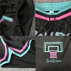 Custom Sport Shorts Sublimatie Patroon Logo Ontwerp Ademende Mannen Mesh Basketbal Shorts