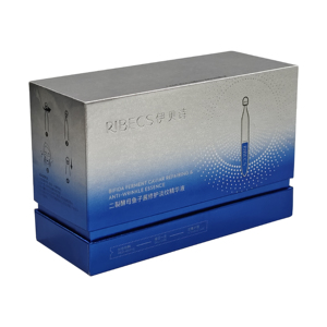 Boîte cadeau rigide carrée de luxe pour cosmétiques |   Emballage personnalisé en carton gris avec logo argenté pour ampoules de sérum et <span class=keywords><strong>caviar</strong></span> - Product Image 1