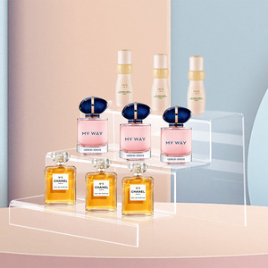 Hiển thị trong suốt Kệ sống mỹ phẩm bậc thang kệ giày giá giày phần còn lại bậc thang Ba Tier <span class=keywords><strong>Acrylic</strong></span> Rack đứng - Product Image 1