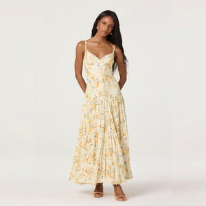 Vestido Maxi Floral, Corte en A, Sin Cuello, Sin Mangas, Tejido, Verano, Casual, para Invitadas a Fiestas - Product Image 1