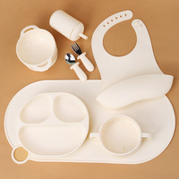 Vente en gros de vaisselle ronde et pliable personnalisée pour enfants, set de table en silicone à aspiration, attrape-bébé sans BPA, écologique, résistant à la chaleur