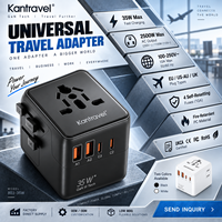 Adaptateur de voyage universel 35W GaN à charge rapide avec PD USB-C pour téléphone portable, tablette, voyages d'affaires
