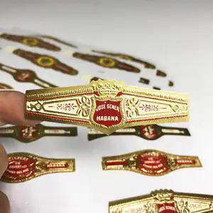 Özel kabartmalı özel Logo koleksiyonu puro bandı etiket çıkartmaları
