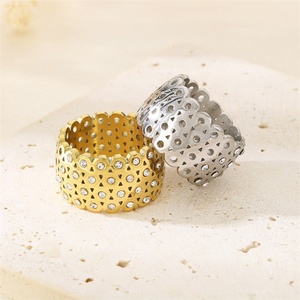 Wholesale <b>Charms</b> Stainless Steel Men Rings Stainless Steel Flower Zircon Design for Holiday - Product Image 2
