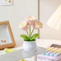 Handgewebte Maiglöckchen-Topfpflanze Gestrickte Künstliche Blumen Heimdekoration Häkelgarn Geschenk