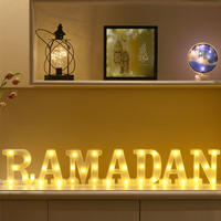 Lampu LED Huruf Alfabet Eid Mubarak Bertenaga Baterai Dekorasi Tahun Baru Lampu String Meja Dinding Malam Hari Ramadan Kareem Y561