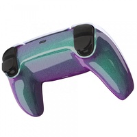 Coques personnalisées en gros pour manettes PS5, finition brillante, vert caméléon, dos violet