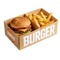 Boîte à hamburger en papier kraft imprimée sur mesure, emballage alimentaire biodégradable et écologique avec logo pour sandwich à emporter