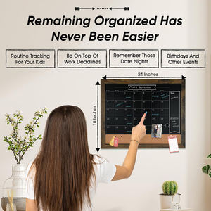 Wideny Blackbopard Calendrier <span class=keywords><strong>Tableau</strong></span> en liège <span class=keywords><strong>Tableau</strong></span> noir encadré rustique Calendrier et <span class=keywords><strong>tableau</strong></span> d'affichage Combo - Product Image 5