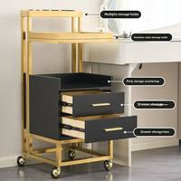 Chariot de rangement moderne en acier inoxydable à 4 roues pour salon de beauté et coiffeur