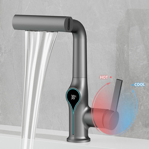 Hiện đại thông minh LED hiển thị vòi nước cho phòng tắm nhà bếp kéo ra vòi phun xoay nâng Brass Mixer nước TAP rửa lưu vực bồn rửa vòi nước - Product Image 2