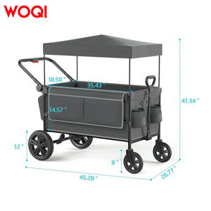 Poussette bébé Woqi avec capote, 2 places, pliable, cadre en alliage d'aluminium, gris, 115x68x105 cm - Product Image 3