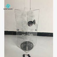 Support de présentation de lunettes de soleil rotatif moderne personnalisé pour comptoir, en métal et acrylique écologiques, résistant à l'eau, matériaux recyclés