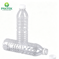 Bouteille d'eau en plastique PET vide, transparente, pour eau minérale, jus, boissons, avec bouchon à vis