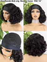 Vente en Gros Perruque Bandeau Rebondie de 14 Pouces en Cheveux Humains Brésiliens Remy pour Femmes Noires
