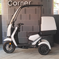 Scooter électrique de type moto cruiser 2000w 72V 45Ah avec toit fermé pour la livraison de pizza et de nourriture, mobilité, avec housse de pluie