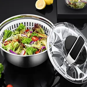 Multifunktion presse Salats chleuder 3.5L Schüssel Großer Salats chleuder aus Edelstahl