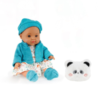 Niedliche 14 Zoll Vollvinyl-Babypuppe Kleinkindpuppe mit Gestrickter Kleidung Geschenkbox für Kinder Puppe mit Tasche