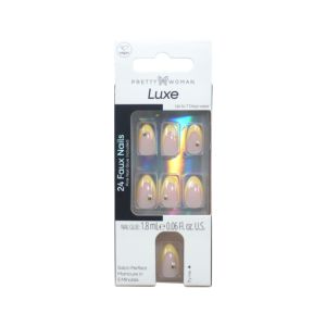 Uñas Postizas de Gel con Diseño Floral de Primavera, Forma de Almendra, Longitud Media, Estampado Dorado, para Mujer, OEM ODM - Product Image 2
