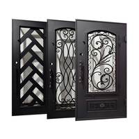 Porte d'entrée extérieure moderne en fer forgé anti-effraction avec vitrage pour maisons, appartements, écoles, chambres, supermarchés, halls