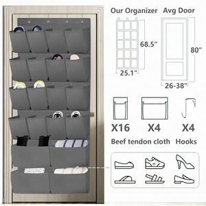 <b>Wall</b> Mounted Over the Door Hanging Shoe Organizer, Hanging Shoe Organizer, Behind Door Hanging Storage Organizer with 20 Pockets - Product Image 3