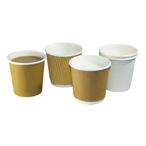 Embossed Double Wall Craft Paper Cups for Tea Water Soda Wine Carbonated Drinks Pe Paint Coat for Beverage Industry