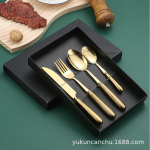 Juego de Cubiertos Nórdicos Retro de Acero Inoxidable con Mango de Cerámica, 4 Piezas, en Caja de Regalo, Vajilla Duradera - Product Image 3
