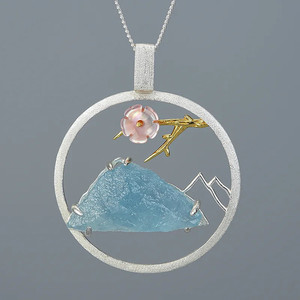 Ciondolo con sussurro di uccelli in pietra grezza naturale divertente loto senza collana - Product Image 4