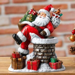 Artesanía de resina Papá Noel de Navidad <span class=keywords><strong>en</strong></span> <span class=keywords><strong>la</strong></span> estatuilla de <span class=keywords><strong>la</strong></span> <span class=keywords><strong>chimenea</strong></span> Estatua de Papá Noel personalizada para <span class=keywords><strong>la</strong></span> decoración del hogar - Product Image 1