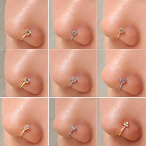 Mode laiton or argent couleur en forme de U Zircon Clip sur <span class=keywords><strong>anneau</strong></span> de nez réglable <span class=keywords><strong>Piercing</strong></span> bijoux géométrique cristal pince-nez - Product Image 3