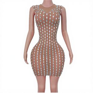 Robe moulante mini sans manches à sequins 2025 – Tendance Cocktail Strass Col V Club Sexy Vêtements Femme - Product Image 3