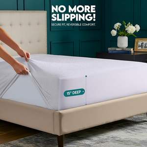 Protège-matelas double face doux et respirant avec dessus en éponge imperméable et panneaux latéraux Couvre-matelas lavable - Product Image 5