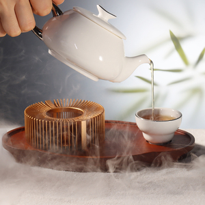 Juego de Sopera de Cerámica Blanca de Alta Calidad, Duradera y Artística, Estilo Chino, con Base de Bambú/Madera, para Cocina, Marca <span class=keywords><strong>Pioneer</strong></span> Craftsman - Product Image 1