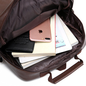 Custom <b>Big</b> Capacity Popular Pu Man Leather <b>Backpack</b> Fashion Travel <b>Backpack</b> With Earphone Hole <b>Backpack</b> - Product Image 6