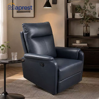 Sofá Reclinable Eléctrico Moderno con Función de Masaje, Estructura Metálica, Tapicería de Cuero PU, Sillón Reclinable Giratorio para Sala de Estar