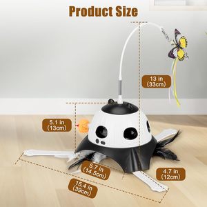 JiaBei Automatic <b>Cat</b> <b>Toy</b> With Butterfly Feather Wand Boredom Buster For <b>Cats</b> <b>Interactive</b> Pet Play Device Plastic Cartoon Design - Product Image 5