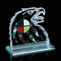 Trophée en verre personnalisé en forme d'animal, gravé au laser et sablé, pour cadeaux d'entreprise