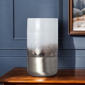 Vaso da tavolo in cristallo bianco cilindro astratto HMS 12 \" - Product Image 1