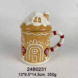 Tazas de cerámica con temática navideña con Papá Noel, hombre de jengibre, muñeco de nieve, casa de pan de jengibre, pingüino y señora Claus, Vasos - Product Image 4