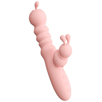 Beheizbarer Teleskop-Doppelmotor-Vibrator mit 10 Frequenzen, wasserdicht, rotierend, für Klitoris- und G-Punkt-Stimulation, USB, für Frauen