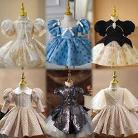 Vente directe usine – Robe de princesse légère et luxueuse pour bébé d'un an, version coréenne, été 2026, manches courtes, col imprimé, vente en gros