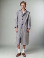 Veste de pardessus pour hommes d'automne avec style étendu couleur unie dieu mode Trench manteau vêtements d'extérieur longs
